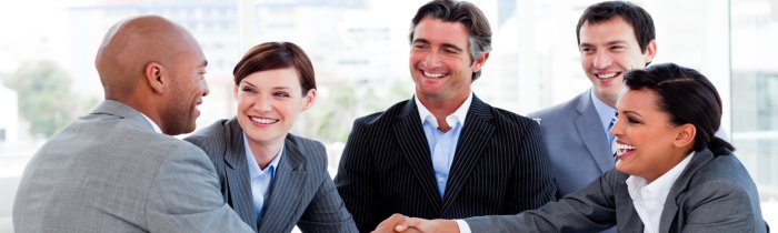 Team of professionals in a meeting, discussing the optimization of the variable pay scheme of an international telecom group.