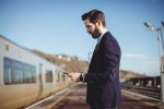 Using a smartphone in a railway area, 5G connectivity